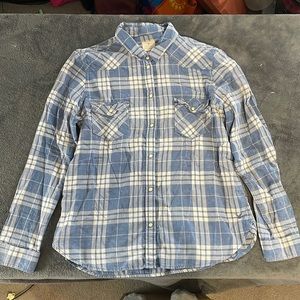 American Eagle vintage boyfriend blue flannel, size XL